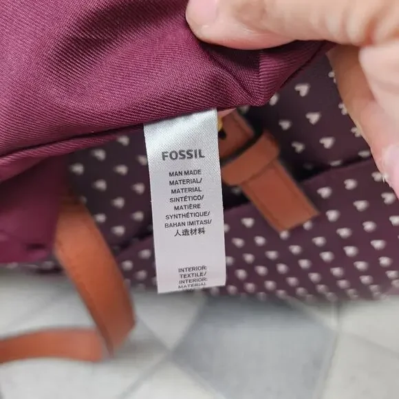 Fossil Rachel Hearts Vegan Leather Tote & BiFold Wallets Set